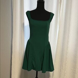 SHEIN Green Square Neck Midi Dress